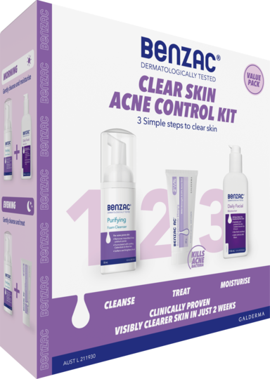 Benzac 3 Step Clear Skin Acne Kit Dynamic Angle